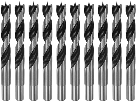 QUARKZMAN 10 Stück Holzbohrer 14mm (35/64) Durchmesser Gerader Rund Schaft Bohrer Metrisch 3.9 Bohrtiefe Spiral Twist Bohrer für Schreiner Holzbearbeitung Kunststoff Gummi