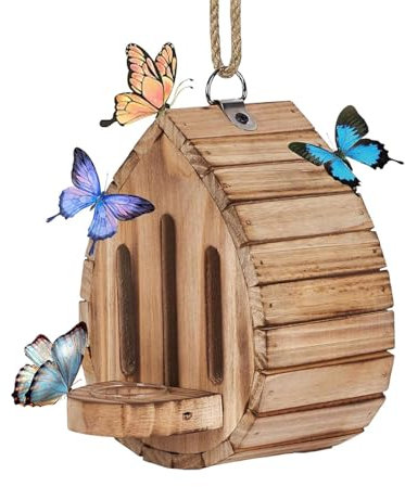Distributeur d'eau pour Papillons, mangeoire pour Papillons en Bois - Décoration de Jardin - Papillons - Décoration de Jardin - Boîte à Nourriture pour Arbre de Cour - Décoration éducative