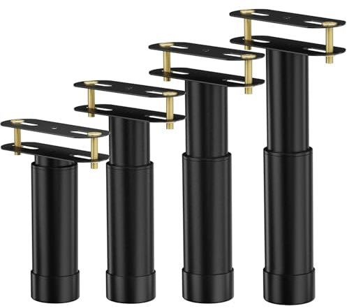 YOTOCK 4 st sängstödben, justerbar höjd sängram stödben, fasta sänglameller stödben, kolstål sängstödben för drottning, king size-sänglameller (18-33 cm)