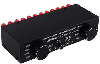 Speaker Selector Switch with Stereo Headphone Output for Personal Listening and Monitoring, 4 In 2 Out or 2 In 4 Out Amplifier Speaker Switch, 300w Per Channel