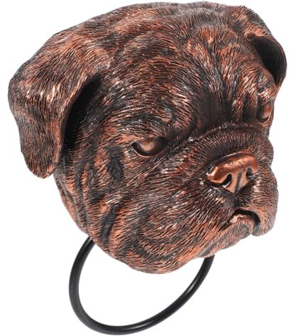 OSALADI Dog Head Door Knocker Brushed Nickel Front Door Ring Handle Vintage Home Entrance Accent Decor