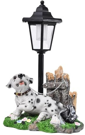 Veeteah Statue de Jardin pour Chien avec lumière, Sculpture de Chien d'extérieur,Figurine d'art de Jardin avec lumière Solaire - Sculpture de Collection Unique pour Les Amateurs de Chiens, Patio,
