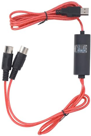 Vvikizy USB-zu-MIDI-Kabel, 1,5 M, USB 5-poliger MIDI-Schnittstellenadapter, MIDI-zu-USB-Kabelkonverter für Musik-Keyboard, Klavier und PC-Laptop