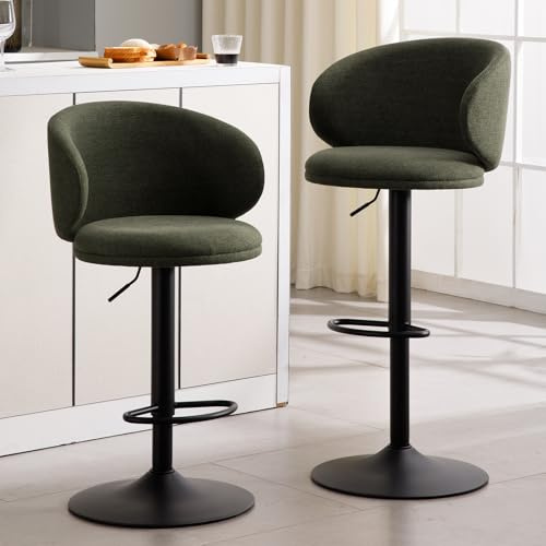 Ya-Home Tabourets de Bar Pivotant Lot de 2 en Lin, Vert