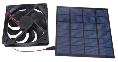 Grcfumo 5W Solar Panel Fan, Compact Solar Powered Fan, Low Noise Portable Solar Panel Fan Kit for Pet House Chicken Coop