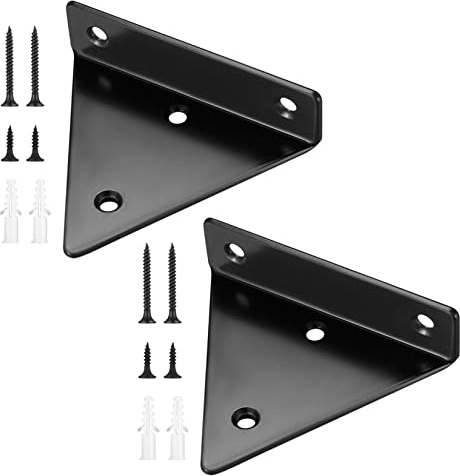 2 Pcs Black Floating Shelf Brackets 4 Inch | Metal Hidden Heavy Duty Wall Shelves Brackets for Living Bedroom Study Office Storage
