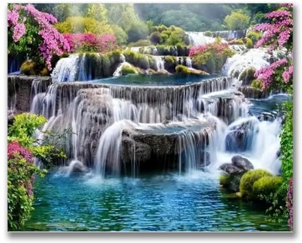 Peinture Numero Adulte Par Bricolage Loisirs Créatifs Activité Manuelle Coloriage 50×40cm DIY Dessin Paint by Numbers Les Chutes Paysage Tableau Decoration Murale Chambre Cadeau Femme Anniversaire