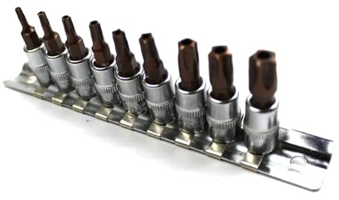 Knoruley Set di Chiavi A Bussola da 1/4 di Pollice con Inserti per Cacciavite A Torx A 5 Punte e Chiave A Brugola A 5 Punte con Supporto per Riporre Gli Attrezzi