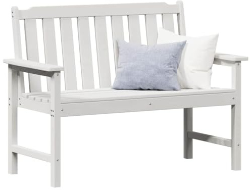 vidaXL Gartenbank Weiß 120 x 59 x 88 cm HDPE | Die moderne Bank setzt einen coolen Akzent in deinem Außenbereich, Hält super wetterfest, Bietet Platz für 2 Personen