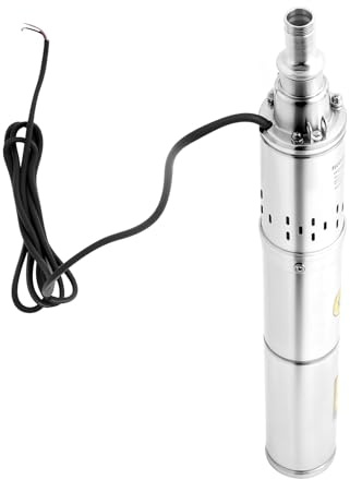 Pompes de puits submersibles DC 24 V 370 W Boîtier en acier inoxydable Pompe solaire Hauteur de refoulement max. 65 m Pour irrigation, aménagement paysager, nettoyage, construction, approvisionnement