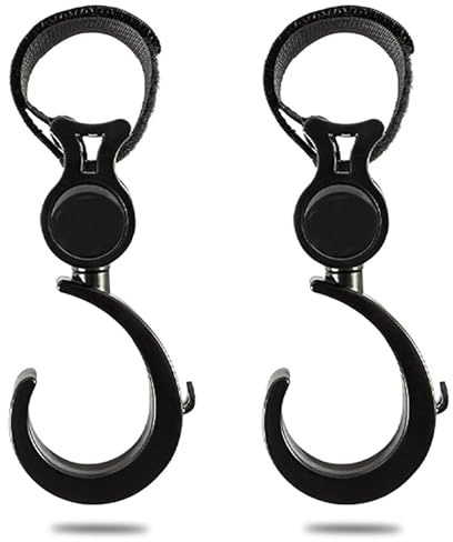 Ganchos organizadores para cochecito: clips giratorios de 360 grados