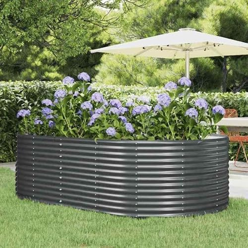 Trädgårdsbädd av galvaniserat stål 212 x 140 x 68 cm – hållbar och väderbeständig för grönsaker, örter och blommor – perfekt för små trädgårdar och terrasser
