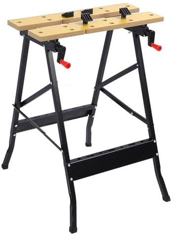 Aramox Scaffale per Banco da Lavoro Pieghevole Portatile, Tavolo da Lavoro con Struttura in Acciaio, capacità di 220 Libbre per il Serraggio dell'officina Domestica per il Taglio della Pittura