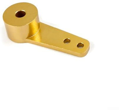 Single Steering Rudder Arm for RC Model Car and Boat, Aluminum Alloy Steering Linkage with 3.1mm 4.1mm 5.1mm Bore Sizes, Gold Tiller Arm Compatible with RC(5.1mm)