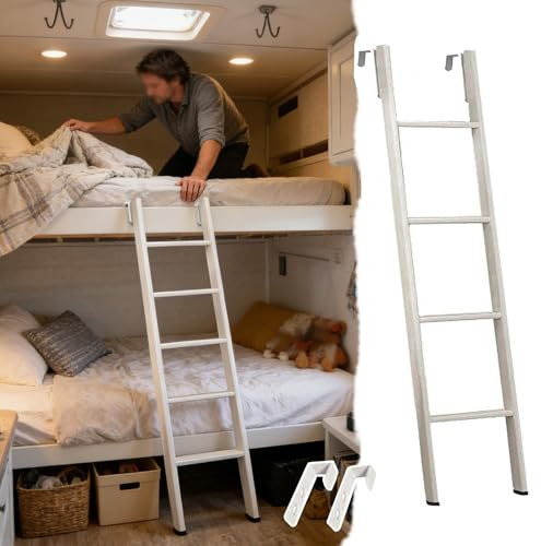 Scaletta Letto a Castello Solo Scaletta Regolabile Letto Castello Singolo, Scaletta Metallo Letto Castello Camper, Senza Montaggio, Gradino Largo, 120 135 140 145 150 160 165 170 180 Cm(145cm/57)