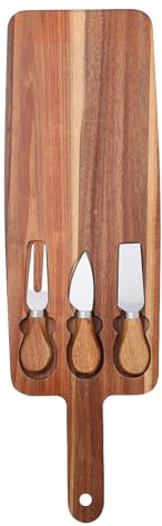 HAKIDZEL Set Coltelli per Formaggio e Tagliere in Legno per Salumi, Frutta e Pane, Piatto da Portata per Picnic con Mini Tagliere, Utensili da Cucina per Presentazioni di Carne e Snack
