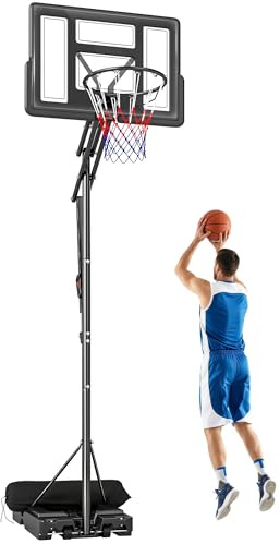 SPORTNOW Canestro Basket Esterno Regolabile in Altezza 235-305 cm, Canestro da Basket con Ruote, Base Riempibile, Sacco di Peso, Tabellone Infrangibile, Portatile per Interno Adulti Adolescenti, Nero