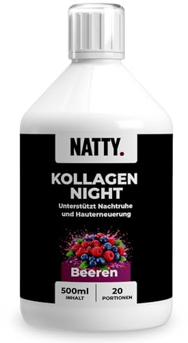 NATTY Kollagen Shot 500ml - 1500 DA Hochdosiert 10000mg Fischkollagen Hyaluronsäure Magnesium Ashwagandha Kollagen Trinkampullen Flüssig Marine Collagen Peptides Typ 1 & 3 Vitamine Zink Komplex