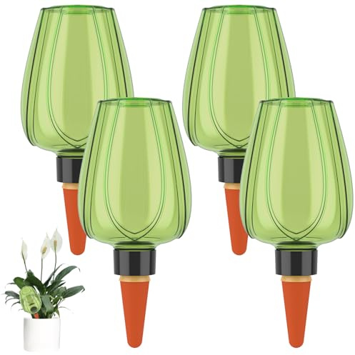 AULSAM Lot de 4 boules d'arrosage automatiques pour plantes, 350 ml/11,8 oz, Boules d'arrosage pour l'arrosage automatique des plantes d'intérieur, de balcon et de jardin (Vert, 4)