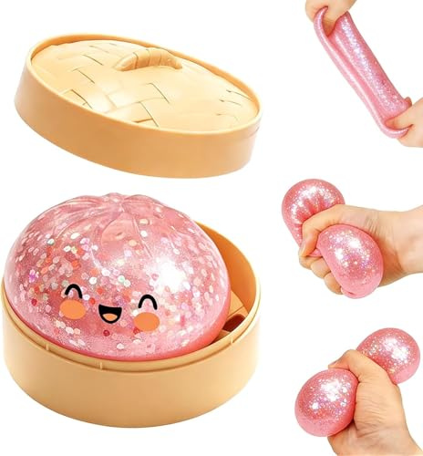Dumpling Squishy,Squishiest Dumplings with Steamer Box,Mystery Dumplings,Non-Edible,Stressabbau-Spielzeug Squishy für Erwachsene Ideal als Partygeschenk oder Goodie Bag