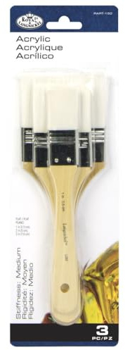 Royal & Langnickel Royal och Langnickel White Taklon platt målarpensel set – 3-pack, RART-150