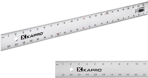 Kapro - 308 Straight Edge Ruler - ⅛” and 1/16” Increments - Contractor Grade - With Wear Resistant Printing - For Carpentry, Drywall, Drafting - Anodized Aluminum - 24 Inch