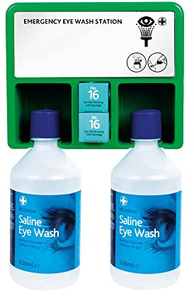 Reliance Medical Emergency Sterile Saline Eye Wash Solution Kit - Complete Eye Care Point, 2 Eye Wash & Mirror, Dual Purpose Eye Wash Station, Ideal For Minor Eye Problem, Irritation