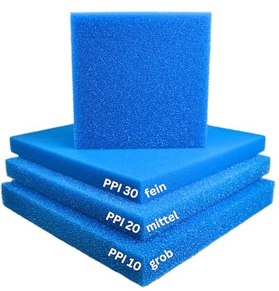 saarschaum • Filtermaterial für Aquarium & Teichfilter • Filterschwamm für gesunde Fische & Pflanzen • Filtermatten • Filterschaum • PPI30 (fein) • 50x50x2 cm