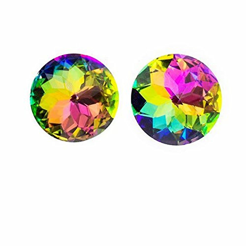 FBSHOP(TM) Diamant Form Kristall Glas Kommode Schublade Hardware Schrank Knöpfe Türgriff Möbelknopf Griffe Türknauf (2 Stück, 30mm Regenbogenfarbe)