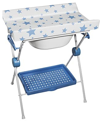 PLASTIMYR - Bañera Plegable para Bebé | Chasis Compacto con Tapón y Tubo de Desagüe | Cambiador Abatible Antivuelco | Bandeja y Pies Antideslizantes, Protector Cuna Rosa, Plástico