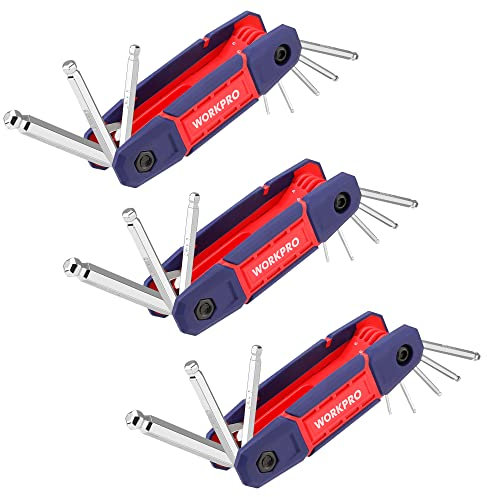 WORKPRO Innensechskantschlüssel Set mit griff, 24-tlg., Cr-V Faltbarer Innensechskantschlüssel mit Kugel und Torx (9 bis 40), Schraubenschlüssel Ideal für Fahrrad und Heimwerk