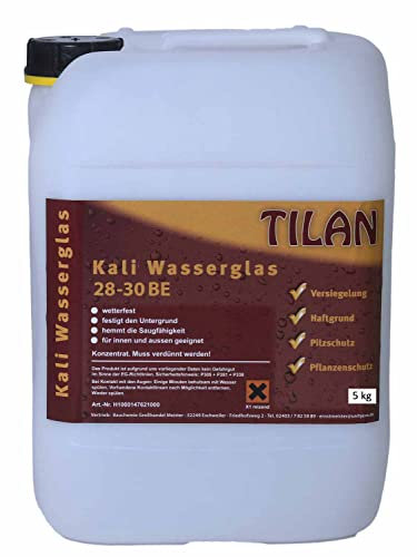 5 kg TILAN Kaliwasserglas | Versiegelung - Haftgrund - Pilzschutz - Pflanzenschutz | Wetterfest |festigt den Untergrund | hemmt die Saugfähigkeit | für innen und außen geeignet (5 Liter)