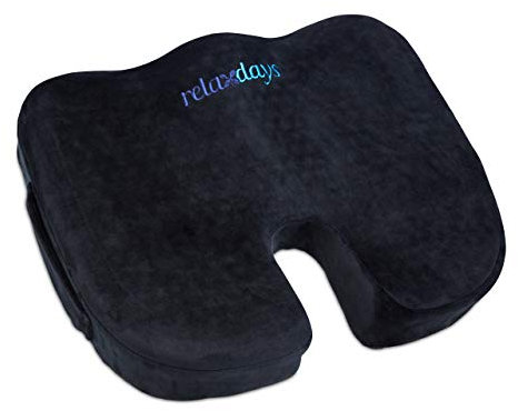 Relaxdays ergonomisches Sitzkissen, Memory Foam mit Gel, Büro, Auto, Rollstuhl, druckentlastendes Stuhlkissen, schwarz