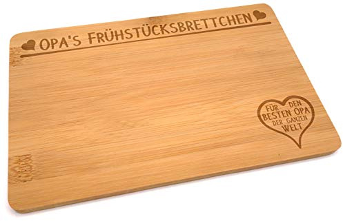 Samunshi® Holzbrett mit Gravur Opa's Frühstücksbrettchen aus Bambus Brett Frühstücksbrettchen als Holz Schneidebretter Holzbrett Küche Vesperbre