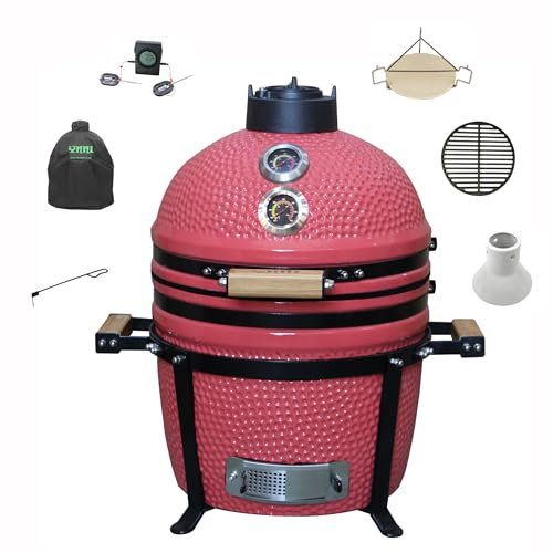YNNI KAMADO TQTT15PK Kamado sur pied, grill, rose, barbecue, céramique, œuf, fumoir, lot avec ExtrasTQTT15PK 39,9 cm