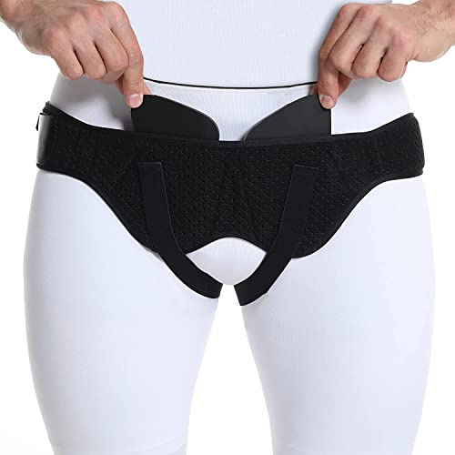 Inguinalbråckbälte för män - Stödbälte för inguinalbråck - vänster och höger sida (ljumskbråck, incisionsbråck och lårbråck) - lindrar smärta (XL)