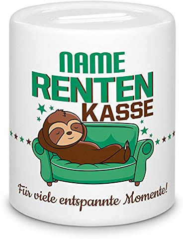 Spardose für den Ruhestand - Rentenkasse für entspannte Momente - mit Name Personalisieren - Geschenk für Männer, Rentner, Pension