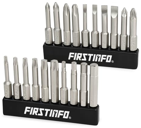 FIRSTINFO H5199D Lot de 20 embouts de tournevis à tête hexagonale de 6,35 mm de long avec cruciformes hexagonaux plats et cruciformes