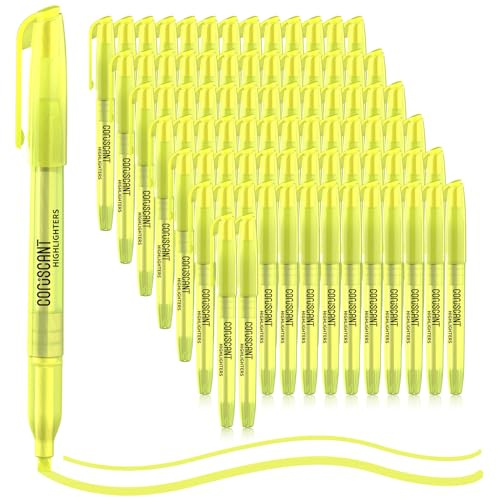 coruscant 80 packs of highlighters, yellow highlighter, wide chisel tip marking, quick drying, bulk fluorescent pen marking, non-toxic and tasteless, suitable for schools offices and home.