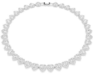 Swarovski Ariana Grande x Collana Tennis, Gioiello con Pavé di Cristalli Cry, Taglio Misto, Forma a Cuore, Chiusura a Scomparsa, Placcatura in Tonalitŕ Rodio, 38-45,6 cm, 2,1 cm