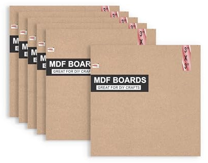 Variationsduk 6 delar MDF-skivor i A4-storlek för konst och hantverk, MDF-ark i trä för hantverksarbete, gör-det-själv MDF-utskärningar (MDF – fyrkant 3 x 3-6 st)