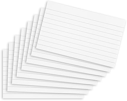Flash Cards, Cartes de Révision, Lot de 200 Fiches Bristol au Format 125 x 75mm, Cartes Blanches