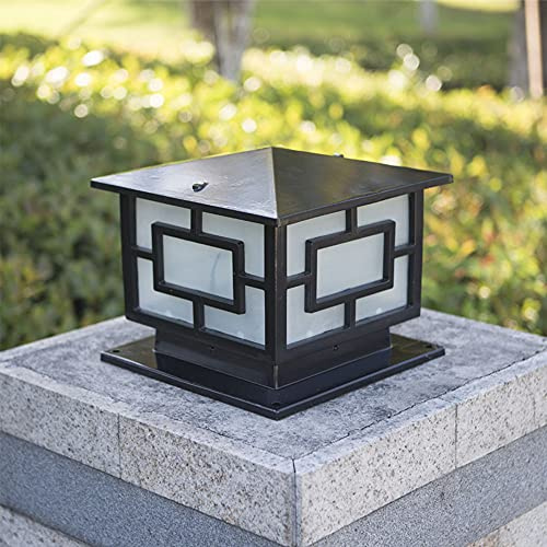 Außenleuchte Antik Goldenes Acryl Säulenscheinwerfer IP44 Wegeleuchte Retro E27 Aluminiumguss Wasserdichte Pollerleuchten Aussen Rasen Garten Terrasse Sockellampe Im Freien Höfe (Schwarz - 30cm)