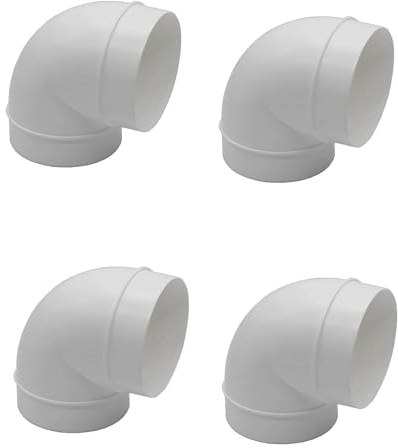 4 x pc 100 mm Dia Universal Bend Elbow Duct 90 Degree Vent Hose Pipe Tube Male Cooker Hood Ducting Connector