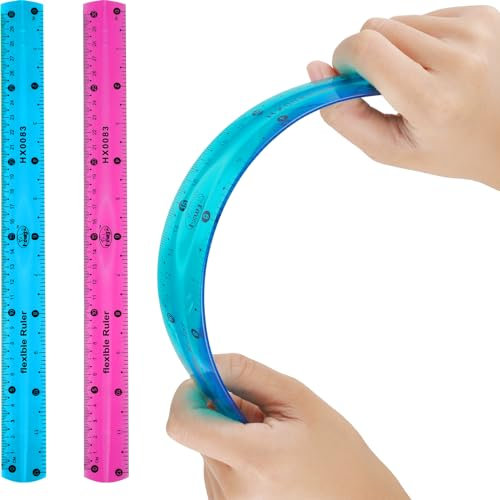 Grevosea 2 Stück Flexibles Lineal 30 Cm Messlineal Zeichnen Bruchsicher Lineal Klares Lineal 30 cm Plastic Ruler für Kinder und Erwachsene Schule Büro Zuhause(Blau + Lila)