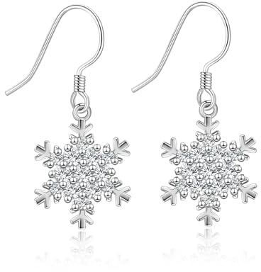 Ohrstecker Ohrringe Silber 925 Sterling Schneeflocke Vintage Damen Mädchen Ohrstecker Kleine