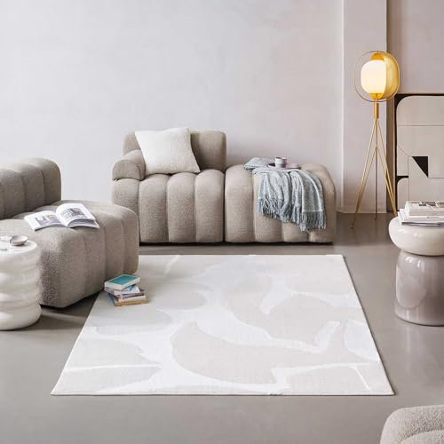 Wecon Home Hochwertiger Kurzflorteppich von Esprit - Modernes Design für Wohnzimmer, Schlafzimmer und mehr - Nachhaltig produziert – Sara (200 x 200 cm, weiß)