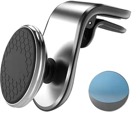 JNNJ Supporto Magnetico per Telefono Da Auto, Supporto Del Telefono Dell'automobile Magnetico L Tipo, Supporto Magnetico per Telefono Da Auto Aggiornato per La Presa D'aria in Auto(Argento)