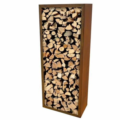 Yerd CortenBOX: vielfältig kombinierbares, stabiles Kaminholzregal und Hochbeet aus echtem Cortenstahl, rostig, 1,6mm Corten verschweißt (1,5m Holzregal)