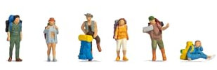 NOCH® Backpacker und Tramper, Modellfiguren, 1:160 (N) Handkoloriert für Modellbahnanlagen